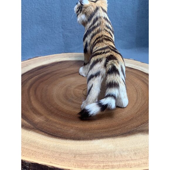 Realistic Tiger Figurine - Faux Fur & Handcrafted - 8" Lifelike Wild Cat Decor - Picture 3 of 9
